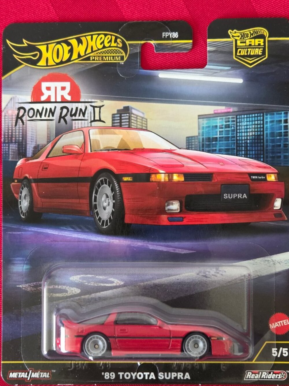 2025 HOT WHEELS, PREMIUM REAL RIDERS, '89 TOYOTA SUPRA, MINT IN THE PACKAGE!!!